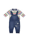 Mayoral Baby Boy Denim Dungaree and Stripe Top Set, Blue