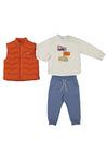 Mayoral Baby Boy Bodywarmer, Top and Jogger Set, Orange