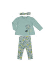 Mayoral Baby Girl Floral Three Piece Set, Green