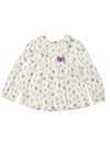 Mayoral Baby Girl Floral Long Sleeve Blouse, Cream & Purple