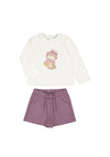 Mayoral Baby Girl Penguin Top and Short Set, Purple