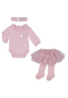 Mayoral Baby Girl Bodysuit Headband and Tutu Set, Pink