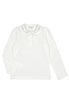 Mayoral Girl Butterfly Long Sleeve Polo, White
