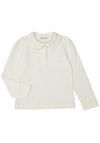 Mayoral Mini Girl Basic Long Sleeve Polo, Cream