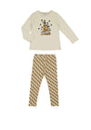 Mayoral Mini Girl Dog Top and Legging Set, Beige