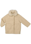 Mayoral Mini Girl Collar Shearling Coat, Beige