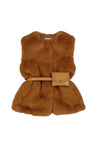 Mayoral Mini Girl Faux Fur Vest with Belt, Tan