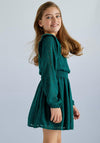 Mayoral Older Girl Long Sleeve Chiffon Dress, Green