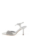 Menbur Diamante Bow Pointed Heeled Shoes, Silver