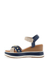 Menbur Mix Strap Wedge Sandals, Navy