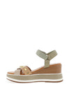 Menbur Mix Strap Wedge Sandals, Tan