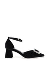 Menbur Embellished Buckle Block Heels, Black