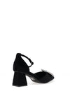 Menbur Embellished Buckle Block Heels, Black