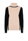 Micha Colour Block Polo Neck Jumper, Beige and Black