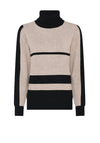 Micha Colour Block Polo Neck Jumper, Black and Camel