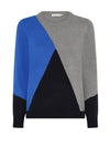 Micha Colour Block Cosy Knit Jumper, Grey and Blue