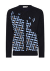 Micha Metallic Geometric Print Cardigan, Navy