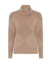 Micha Zip Neck Diamond Knit Jumper, Camel