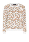 Micha Leopard Printed Button Trim Jumper, Beige