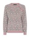 Micha Leopard Printed Button Trim Jumper, Pink