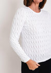 Micha Round Neck Cable Knit Sweater, White