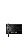 MICHAEL Michael Kors Empire Crocodile Embossed Card Holder, Black