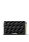 Michael Kors Jet Set Leather Woven Crossbody Bag, Black