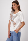 Monari Embellished Colour Block Parrot T Shirt, Off-White