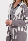 Monari Shimmer Detail Long Open Reversible Cardigan, Grey & Silver