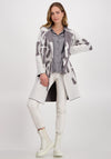 Monari Shimmer Detail Long Open Reversible Cardigan, Grey & Silver