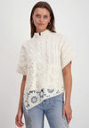 Monari Floral Sequin Cable Knit Sweater, Cream