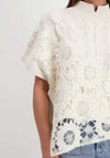 Monari Floral Sequin Cable Knit Sweater, Cream