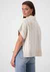 Monari Floral Sequin Cable Knit Sweater, Cream