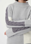 Monari Colour Block High Neck Jumper, Grey