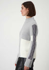 Monari Colour Block High Neck Jumper, Grey