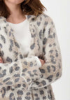 Monari Leopard Fluffy Knit Coat, Beige