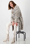 Monari Leopard Fluffy Knit Coat, Beige