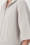 Monari Cable Knit Zip Through Cardigan, Light Grey