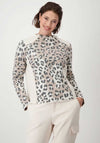 Monari Leopard Knit Trim Jumper, Beige