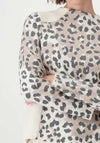 Monari Leopard Knit Trim Jumper, Beige