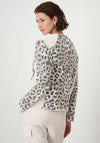 Monari Leopard Knit Trim Jumper, Beige