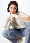 Monari Cable Knit High Neck Jumper, White