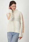 Monari Cable Knit High Neck Jumper, White