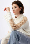 Monari Cable Knit High Neck Jumper, White