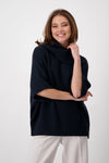 Monari Knit Poncho Wool Blend Jumper, Navy