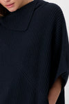 Monari Knit Poncho Wool Blend Jumper, Navy