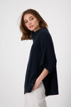 Monari Knit Poncho Wool Blend Jumper, Navy