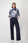 Monari Floral Jacquard Knit Neck Knit Jumper, Blue