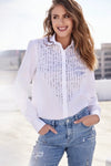 Monari Rhinestone Embellished Cotton Shirt, White