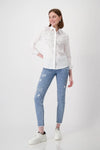 Monari Rhinestone Embellished Cotton Shirt, White